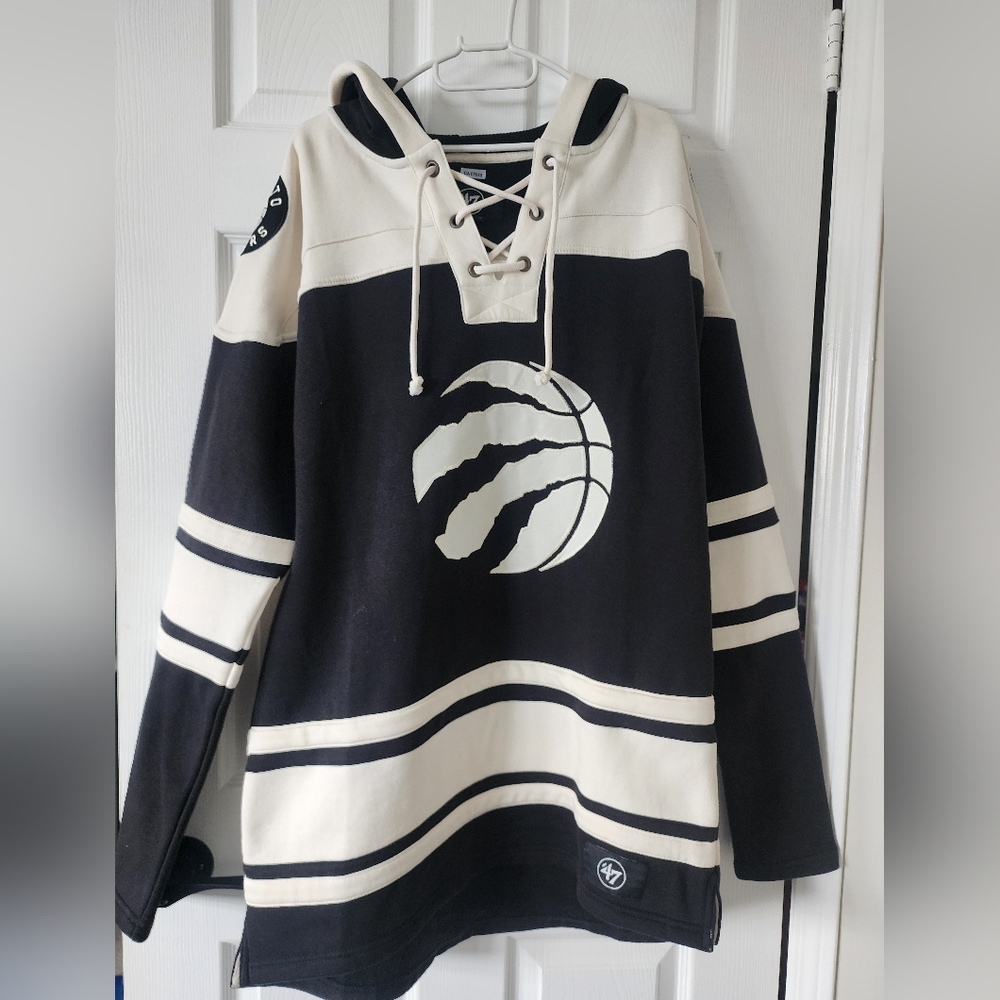 Unisex '47 Black Toronto Raptors Ice Lace-Up Pullover Hoodie
